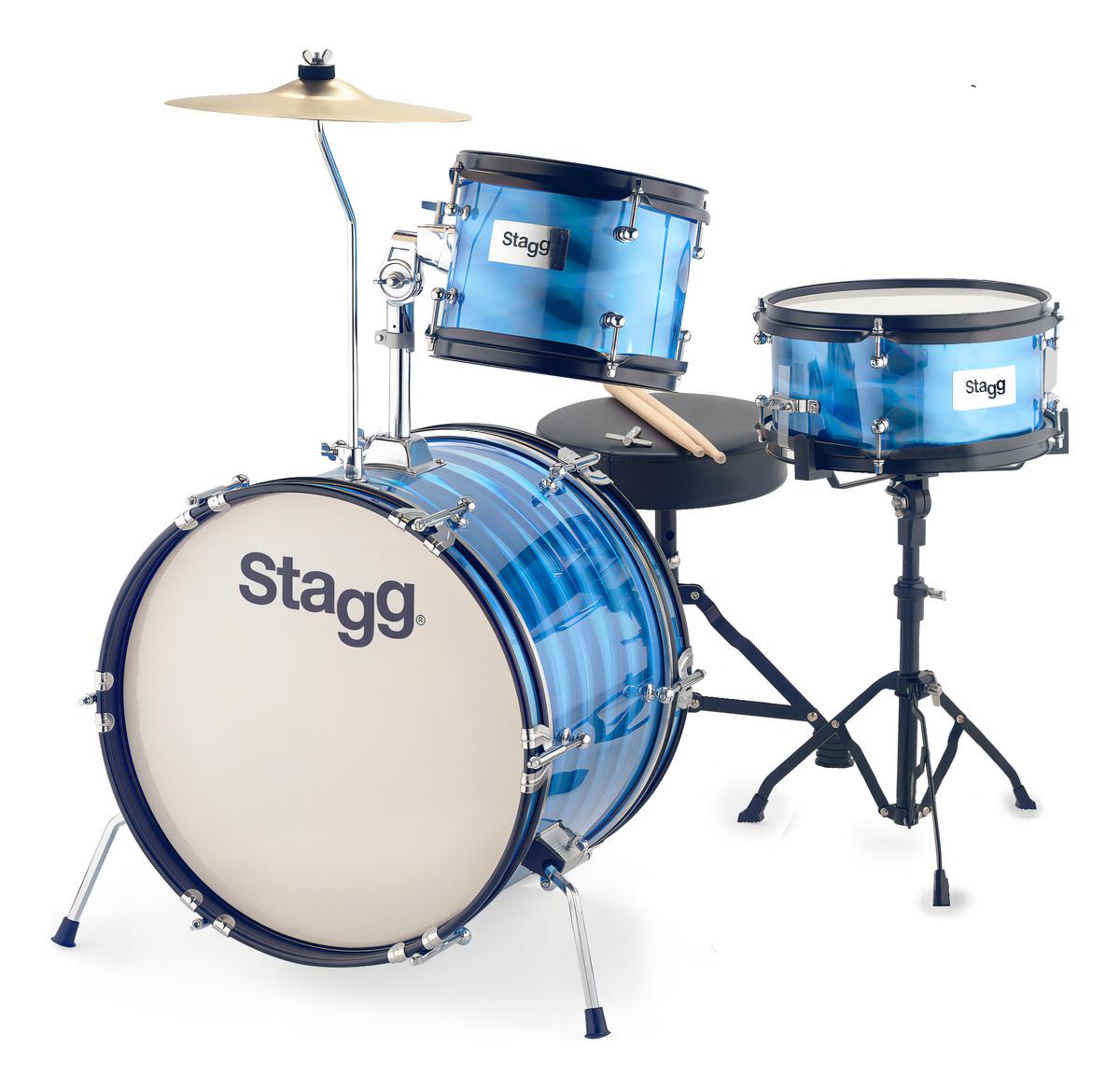 Stagg Fabj316 Bateria Para Niños Bombo 16 Platillos Banqueta Color Azul