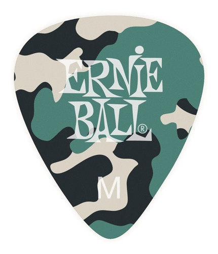 Palheta Media Camuflagem Celulose Pct C/12 P09222 Ernie Ball Tamanho Medium Verde Oscuro Mediano