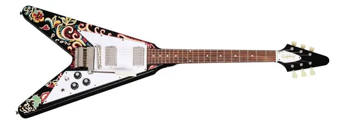 EpiPhone Flying V Jimi Hendrix Love Drops Guitarra Eléctrica Ebony Diestro Palo De Rosa