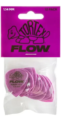 Púas Dunlop Tortex Flow 1.14 Mm Moradas Set 12 Guitarra Morado Púas Para Instrumentos De Cuerdas