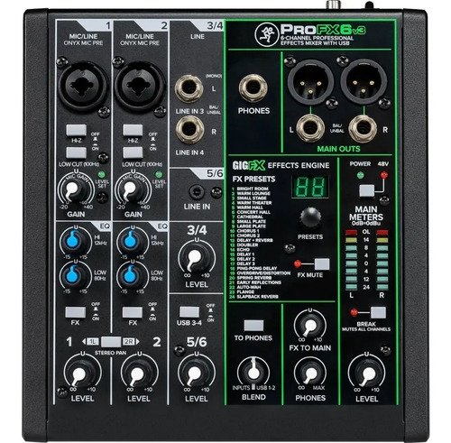 Mackie Pro Fx6 V3 Mixer 6 Canales Usb Efectos