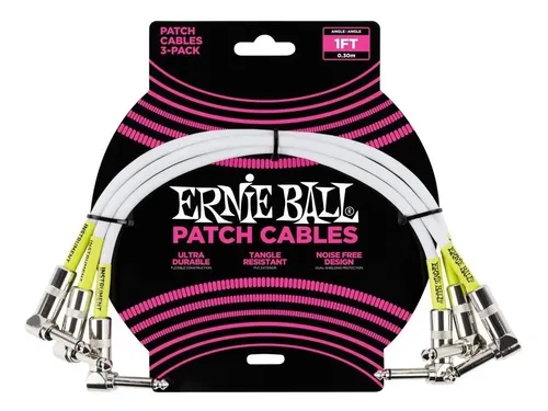 Ernie Ball P06055 Pack 3 Cables Interpedal 30 Cm Blancos