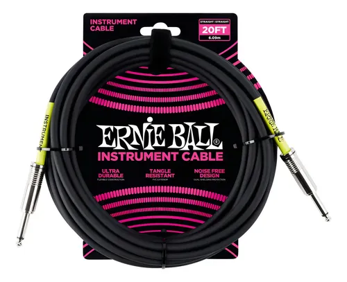 Cable De Instrumento Ernie Ball Plug A Plug De 6 M Negro