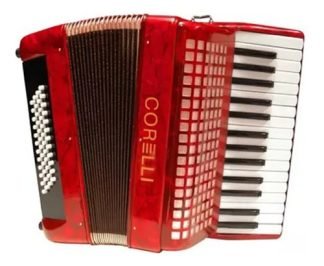 Acordeon A Piano Corelli 30 Teclas 48 Bajos Con Estuche Color Rojo
