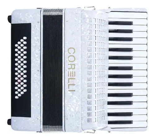 Acordeon A Piano Corelli 30 Teclas 48 Bajos Con Estuche Color Blanco