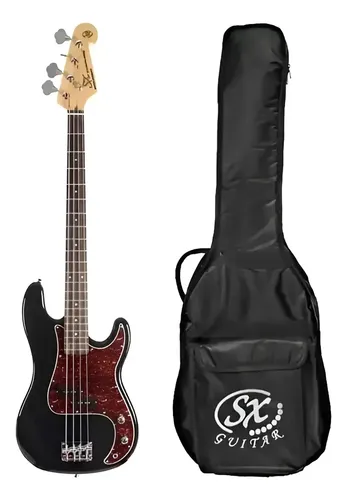 Sx Spb62 Precision Bass Vintage Bajo 4 Cuerdas Funda Acabado Del Cuerpo Laqueado Color Negro Orientación De La Mano Diestro