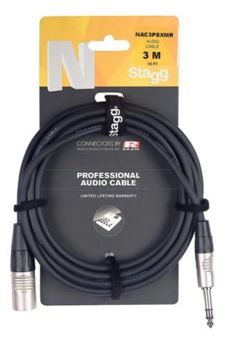 Cable Stagg Nac3psxmr Xlr Canon Macho A Plug Macho Stereo De 3 Metros De Largo