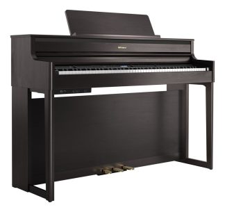 Piano Digital Roland Hp704 De Palisandro Oscuro Con Banco Y Soporte Marron Oscuro