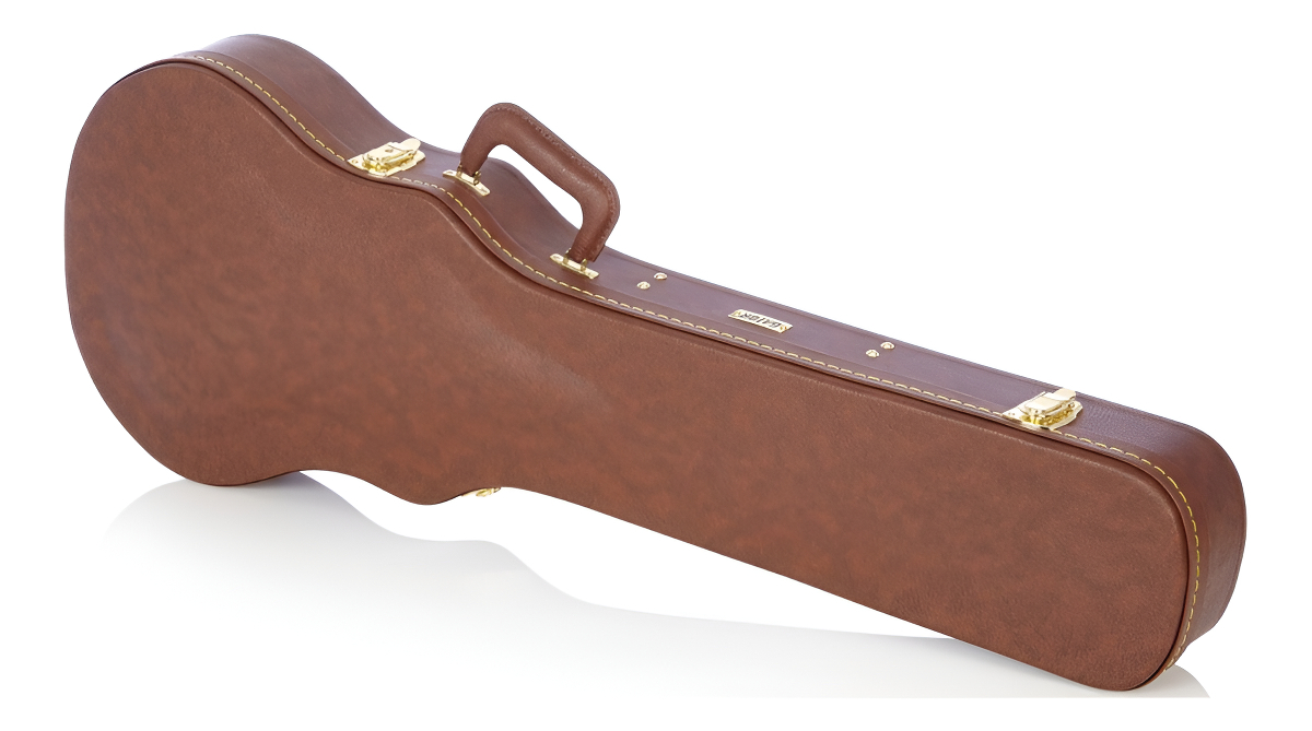 Estuche Rígido Guitarra Les Paul Gator Marrón Contrachapado Acolchado