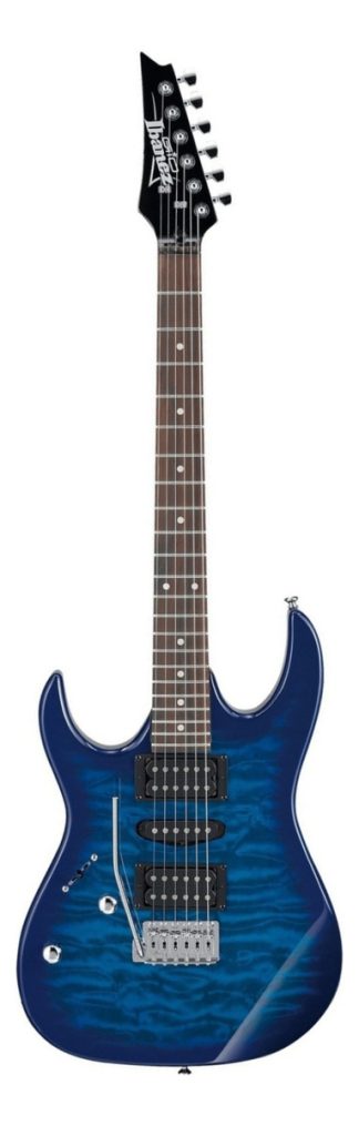 Guitarra Eléctrica Para Zurdo Ibanez Rg Gio Grx70qa Gio De Álamo Transparent Blue Burst Transparente Con Diapasón De Amaranto