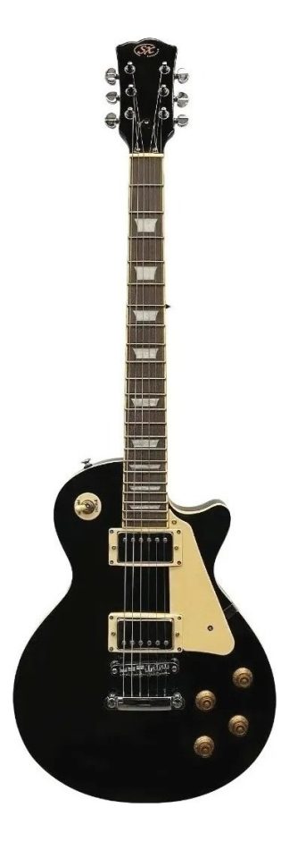 Guitarra Eléctrica Sx Ee Series Ee3 Les Paul De Aliso 2000 Black Brillante Con Diapasón De Palo De Rosa Diestro