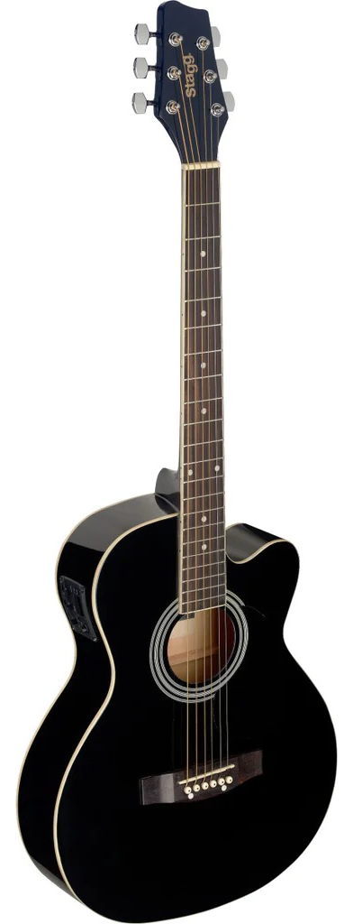 Stagg Sa20ace Guitarra Electro Acustica Auditorium Con Corte Color Negro Material Del Diapasón Nato Orientación De La Mano Diestro