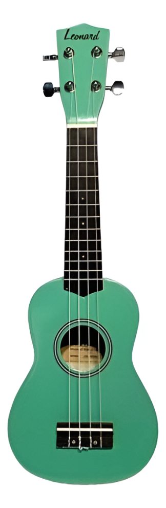 Ukelele Soprano Leonard Uk15 Acústico Madera Koa Color Verde Agua