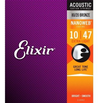Elixir 11002 Encordado Guitarra Acustica Bronze 010 Nanoweb