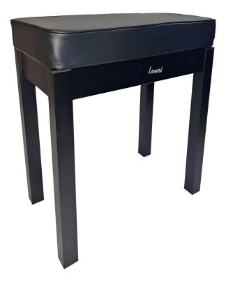 Taburete Piano Leonard Lndbpi Acolchado Eco Cuero Madera Negro Con Cajón