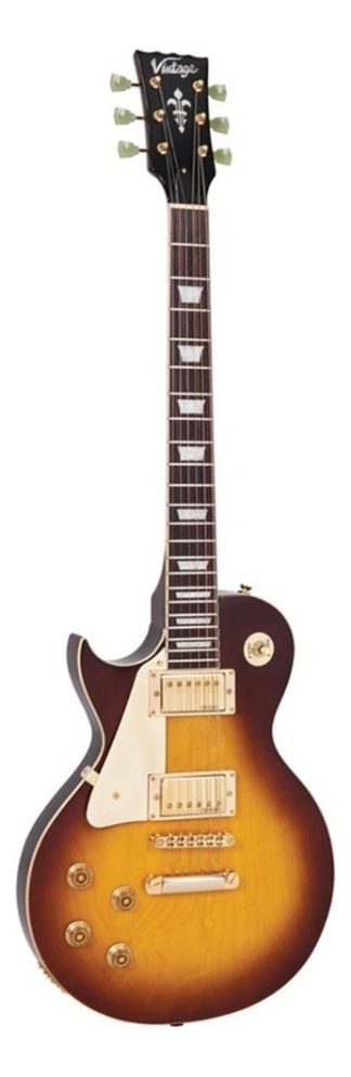 Guitarra Eléctrica Vintage Lv100tsb Zurda Sunburst Caoba Wilkinson Zurdo