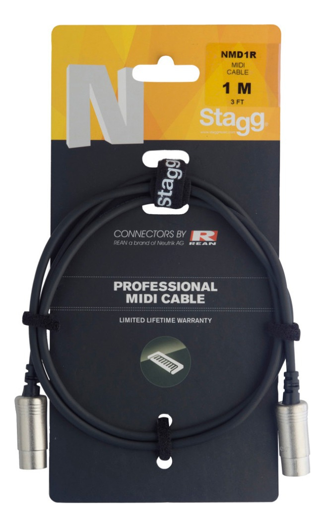 Cable Stagg Nmd1r Midi A Midi Profesional Fichas Tipo Neutrik De 1 Metro De Largo
