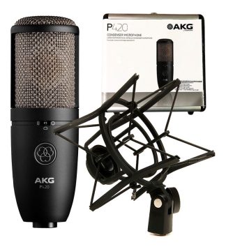 Microfono Akg P420 Estudio Condensador Multipatron + Araña Color Negro