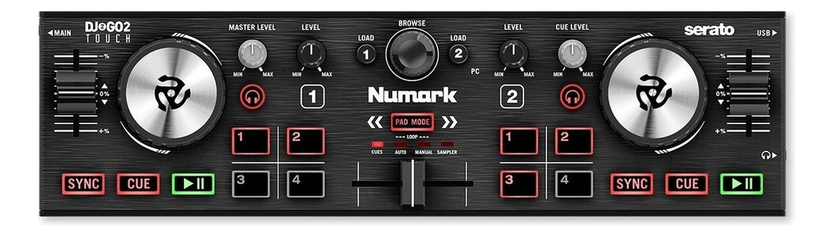 Numark Dj2go2 Touch Controlador Dj Color Negro De 2 Canales Con Serato