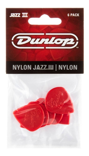 Pack Púas Jim Dunlop Jazz Iii X6 Rojo Para Guitarra