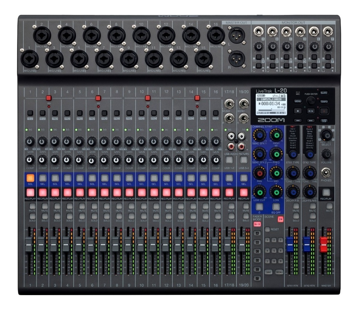 Zoom L20 Consola Digital 20 Canales Multitrack Con Efectos
