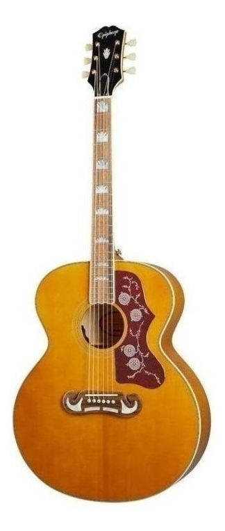 Guitarra Electroacústica EpiPhone Inspired By Gibson J-200 Para Diestros Aged Antique Natural Laurel Indio Brillante
