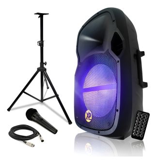 Bafle Activo 15 Potenciado 150w + Sop + Microfono Xp15150kit Color Negro