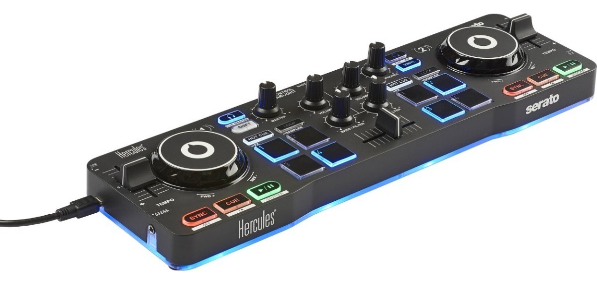 Controlador Dj Hércules Djcontrol Starlight Negro De 2 Canales