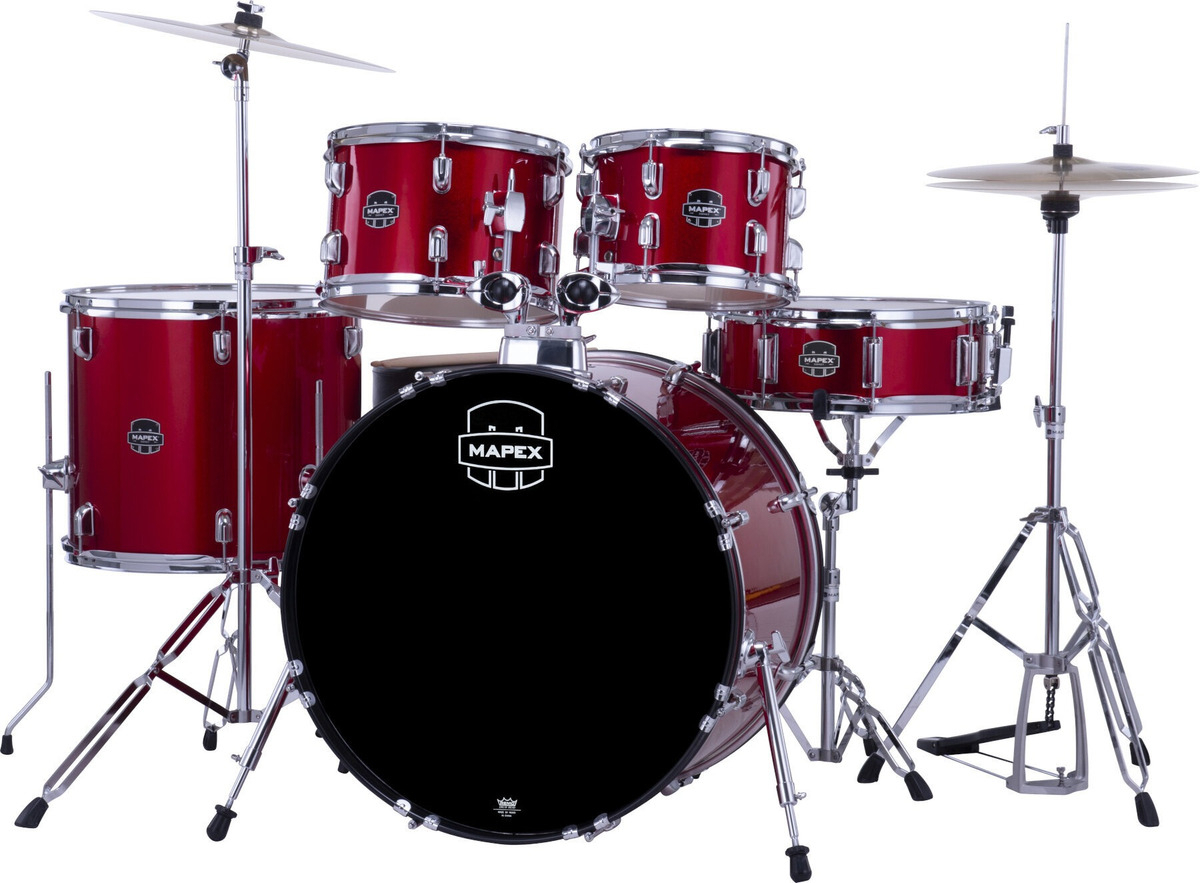 Mapex Comet Bateria 5 Cuerpos Con Fierros Platillos Banqueta Color Rojo