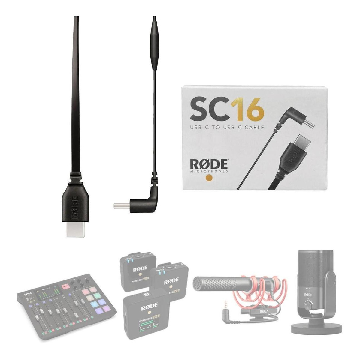 Cable Usb-c Samsung Apple Rode Sc16 Para Micrófono Inalámbrico Go Ii, Color Negro