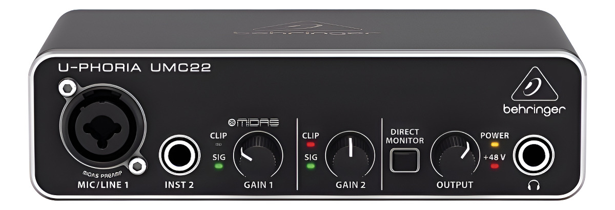 Behringer Umc22 Placa De Sonido Usb 2 Canales Preamp Midas