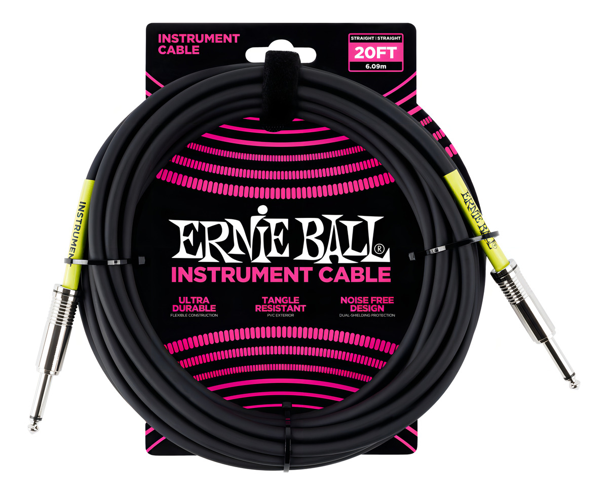 Ernie Ball P06046 Cable Instrumento Plug Plug 6 Metros Negro