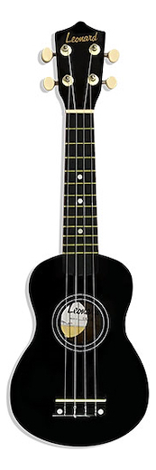 Ukelele Soprano Leonard Uk5 Negro Con Funda 4 Cuerdas Nylon