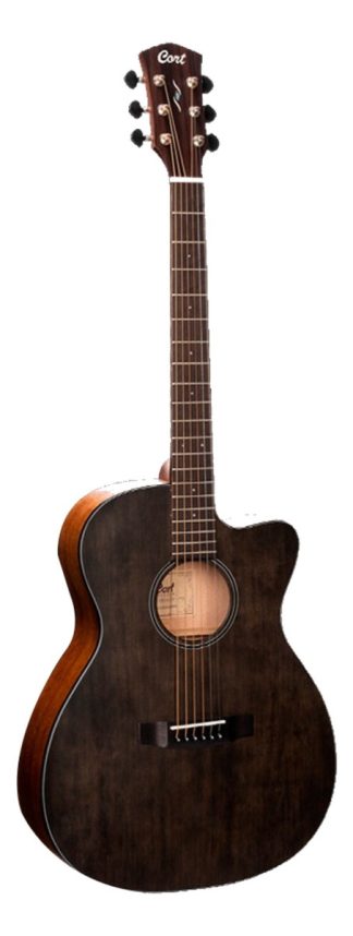 Guitarra Acústica Cort Core-oc Spruce Om Diestro 6 Cuerdas Open Pore Trans Black