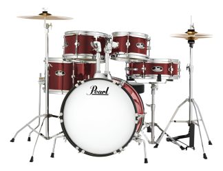 Batería Mini Pearl Roadshow Jr Bombo 16'' + Fierros + Platos Color Wine Red Vino Tinto