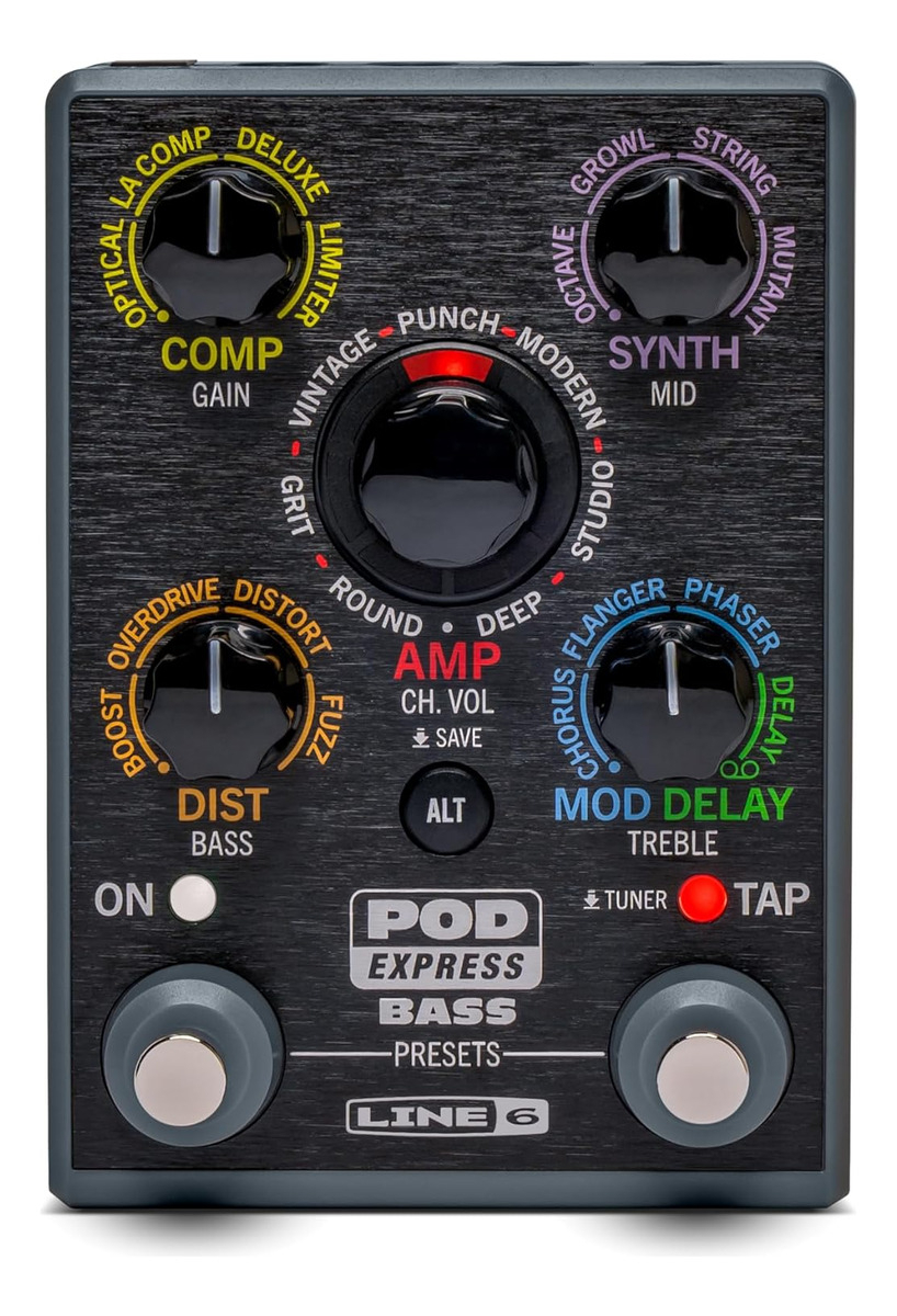 Pedalera Multiefectos Bajo Line 6 Pod Express Bass 5 Efectos Negro