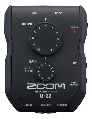 Zoom U22 Placa De Sonido Portatil 2 Canales 1 Preamp Color Negro