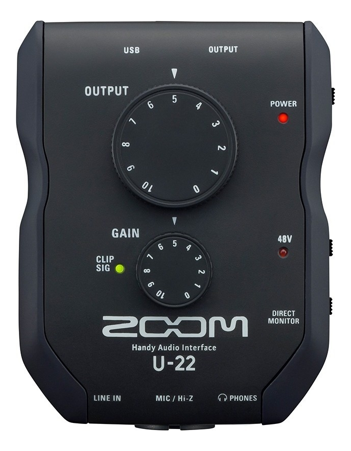 Zoom U22 Placa De Sonido Portatil 2 Canales 1 Preamp Color Negro