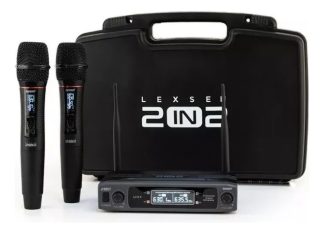 Micrófono Inalámbrico Lexsen Cardioide Dinámico 2 In 2 Con Estuche Negro