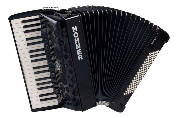 Acordeón Cromático Piano Hohner Amica Forte 96 Negro 96 Bajos