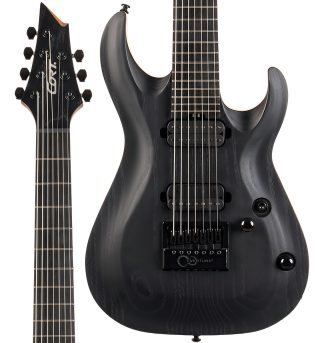 Cort Kx707 Evertune Guitarra 7 Cuerdas Mics Seymour Duncan Diestro Open Pore Black Nuez De Arce Tostada, 5 Unidades
