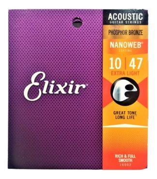 Elixir Nanoweb 16002 Cuerdas Acustica Phosphor Bronze 10-47 Eeuu