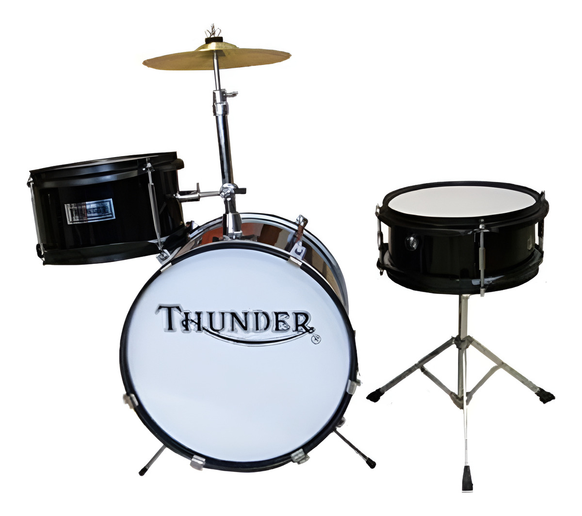 Thunder Jbj1044 Bateria Niño 3 Cuerpos Bombo 12 Platillo Color Negro