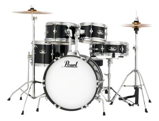 Batería Mini Pearl Roadshow Jr Bombo 16'' + Fierros + Platos Color Jet Black Negro Azabache