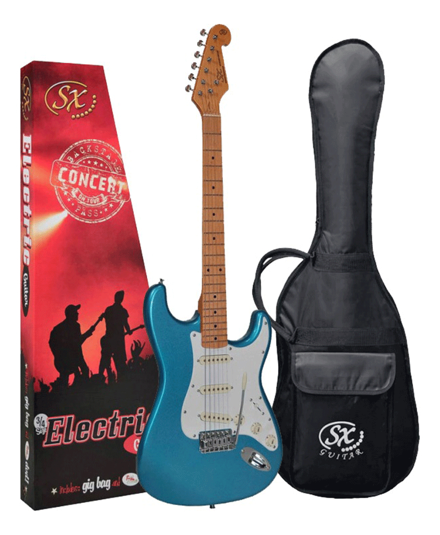 Sx Sst57 Guitarra Electrica Stratocaster Con Funda Color Lake Placid Blue Material Del Diapasón Maple Orientación De La Mano Diestro