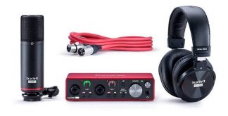 Interfaz De Audio Focusrite Scarlett 2i2 Studio Roja Y Negra 3.ª Gen