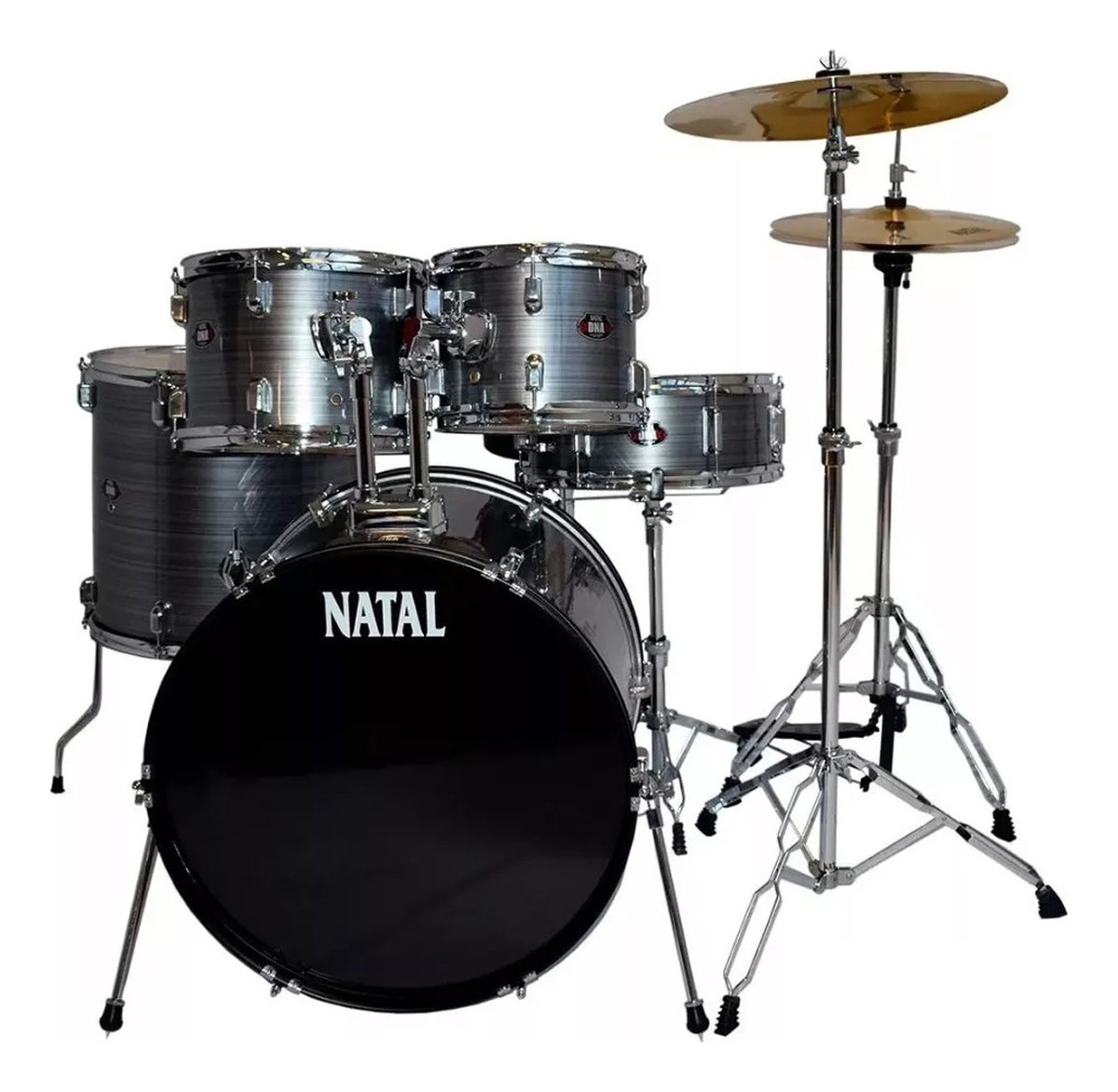 Bateria 5 Cuerpos Con Banqueta Y Platillos Natal Dna Color Gris Veteado