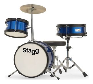 Bateria Niños 3 Cuerpos Platillo Pedal Banqueta Y Palillos Color Azul