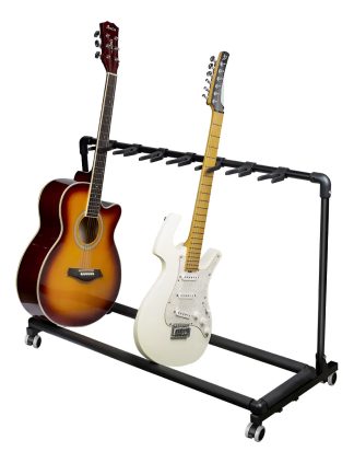 Soporte De Pie Para 7 Guitarras Y Bajo Leonard Lndgu7 Negro Metal