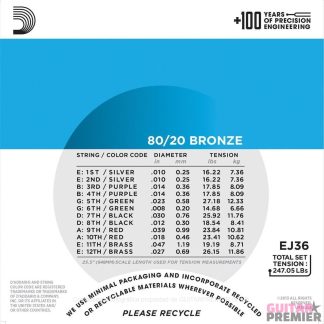 Encordado Daddario Ej36 Para Guitarra Acustica 12 Bronce